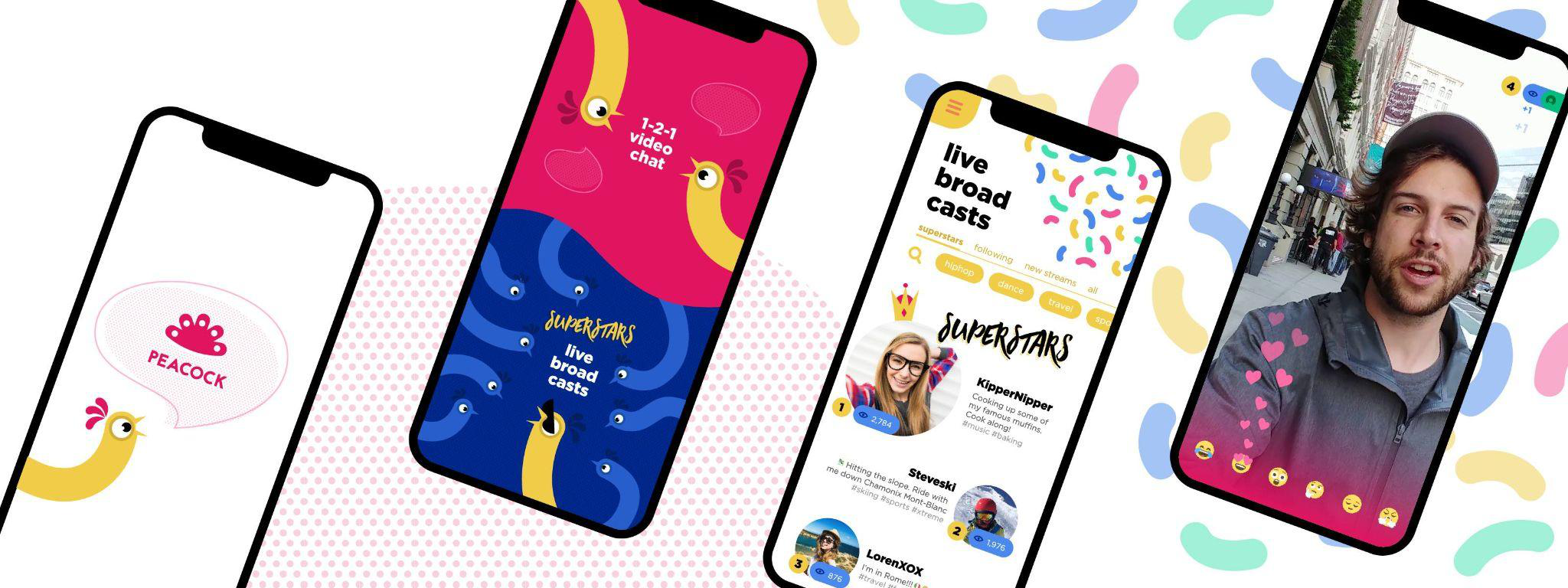 Peacock – UI for 1-2-1 video chat and live broadcasts.
